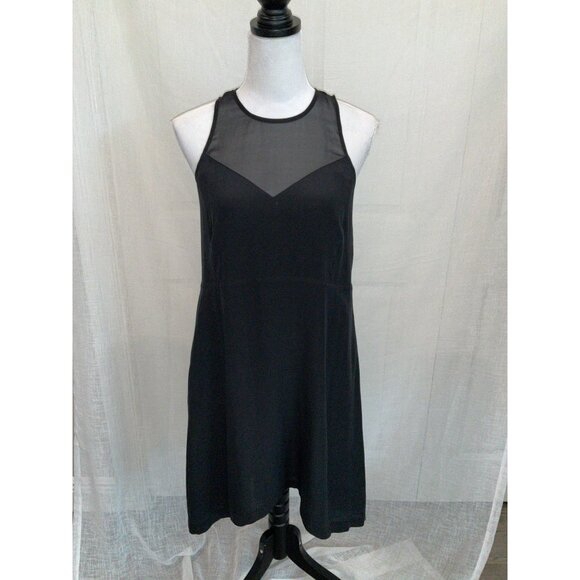 Madewell Midi Black Sheath Dress With Sheer Neckline & Keyhole New Medium - Picture 1 of 6